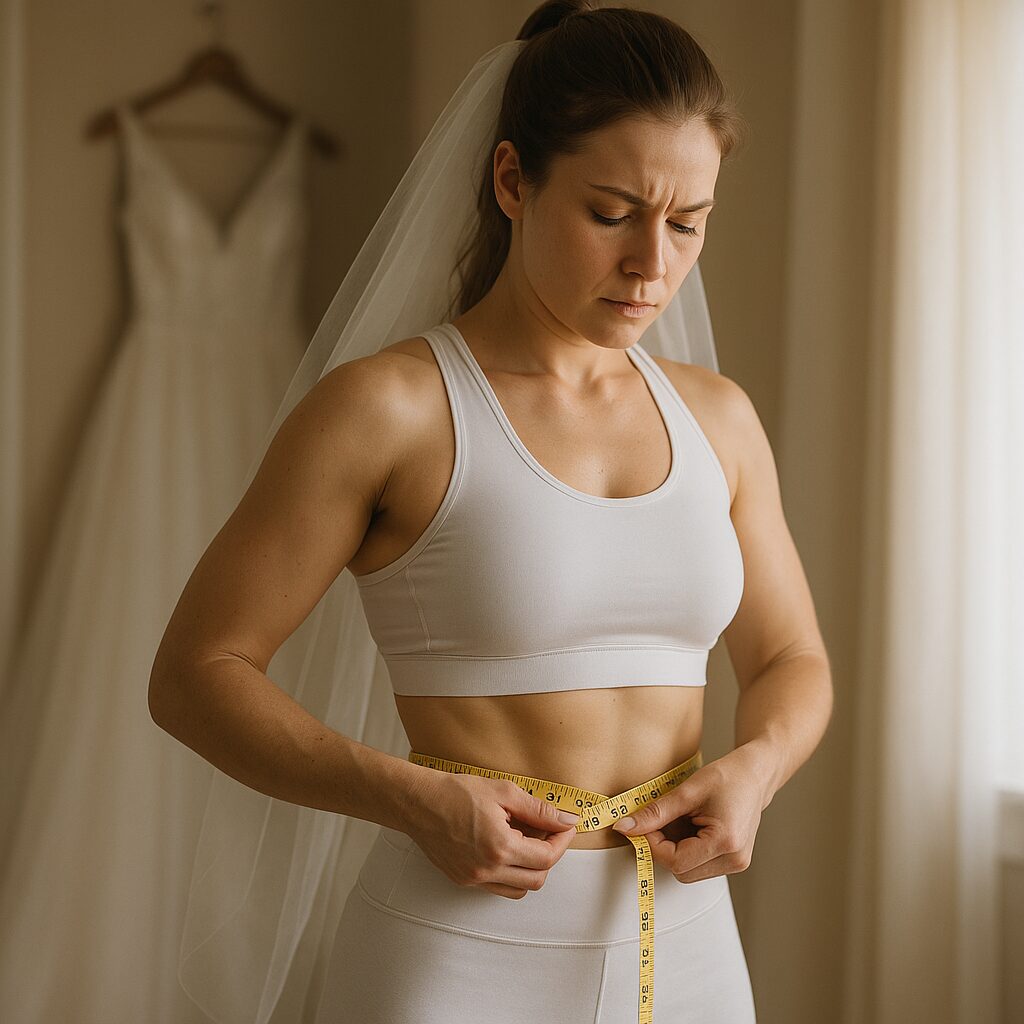 Bride in workout gear following 100 day wedding diet plan