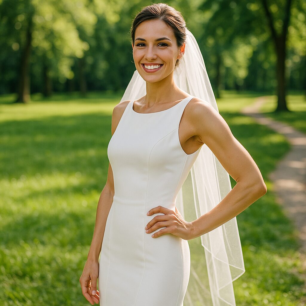 Fit bride showcasing 2-month wedding diet plan results