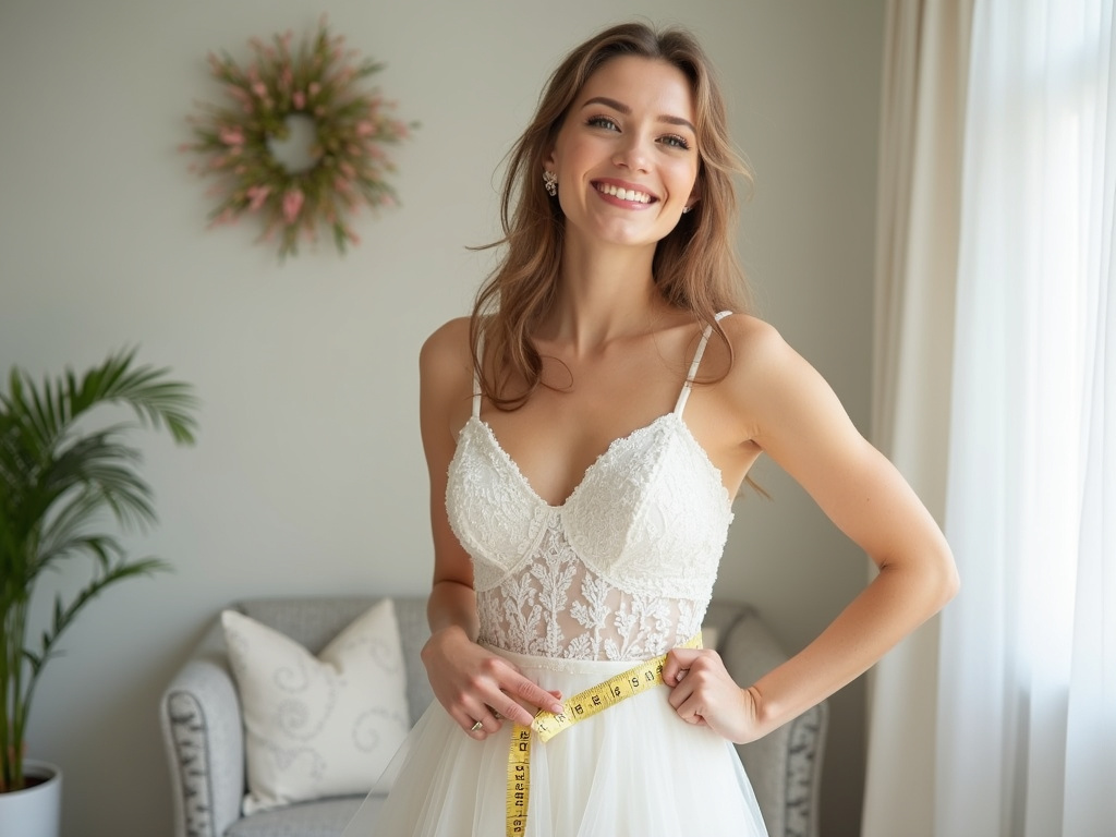 Bride following before marriage diet plan, choosing salad and exercising