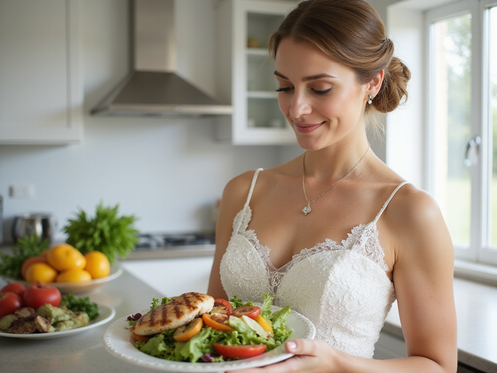 Bride-to-be with healthy meal symbolizing best bridal diet