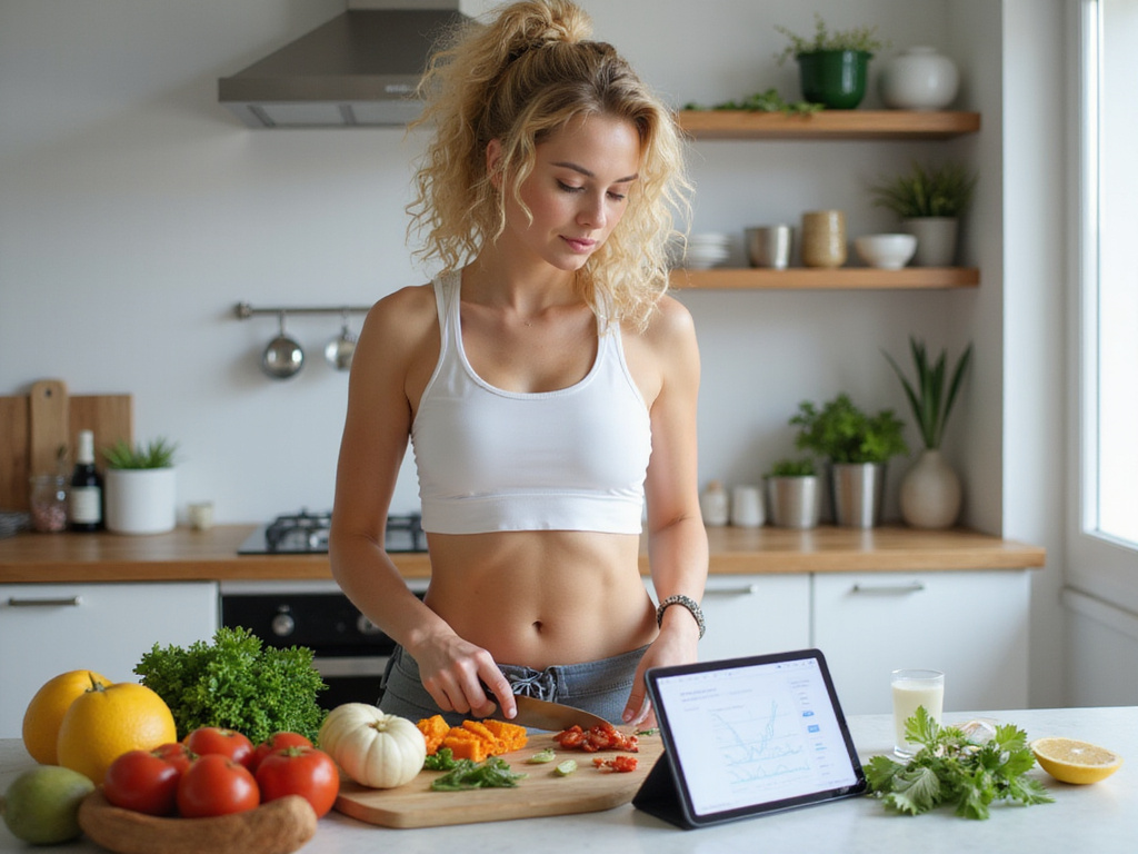 Bride-to-be preparing a healthy meal for her diet plan