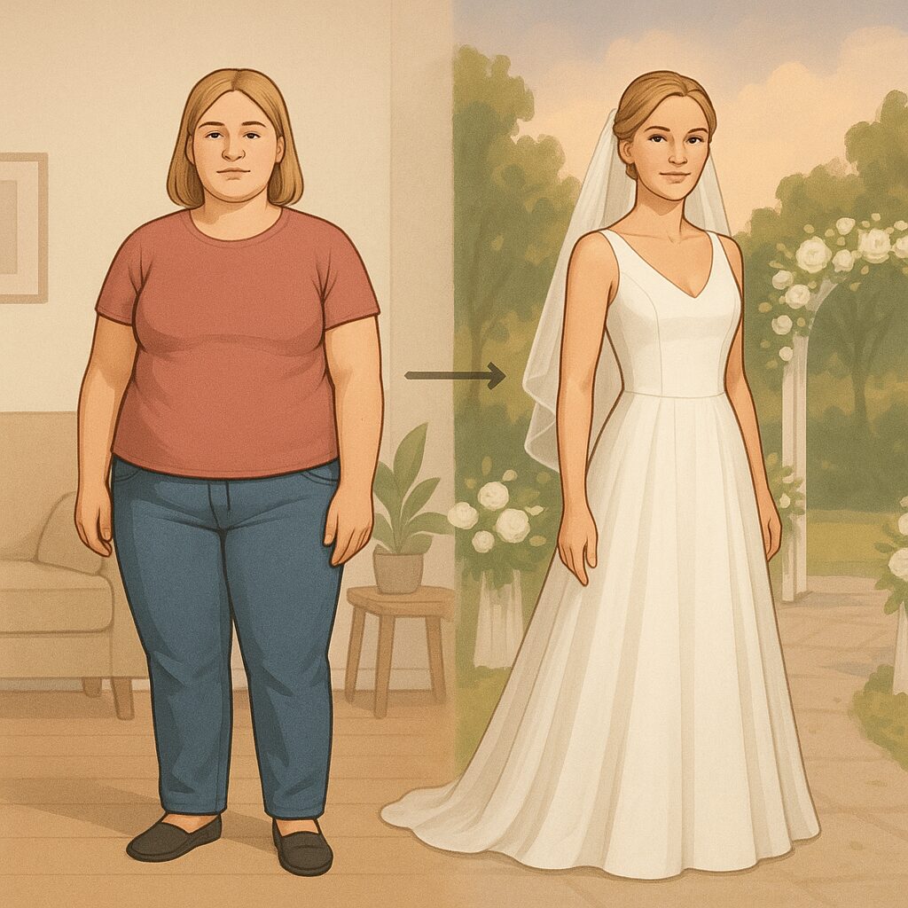 Bride transforming through 3 months diet plan progression
