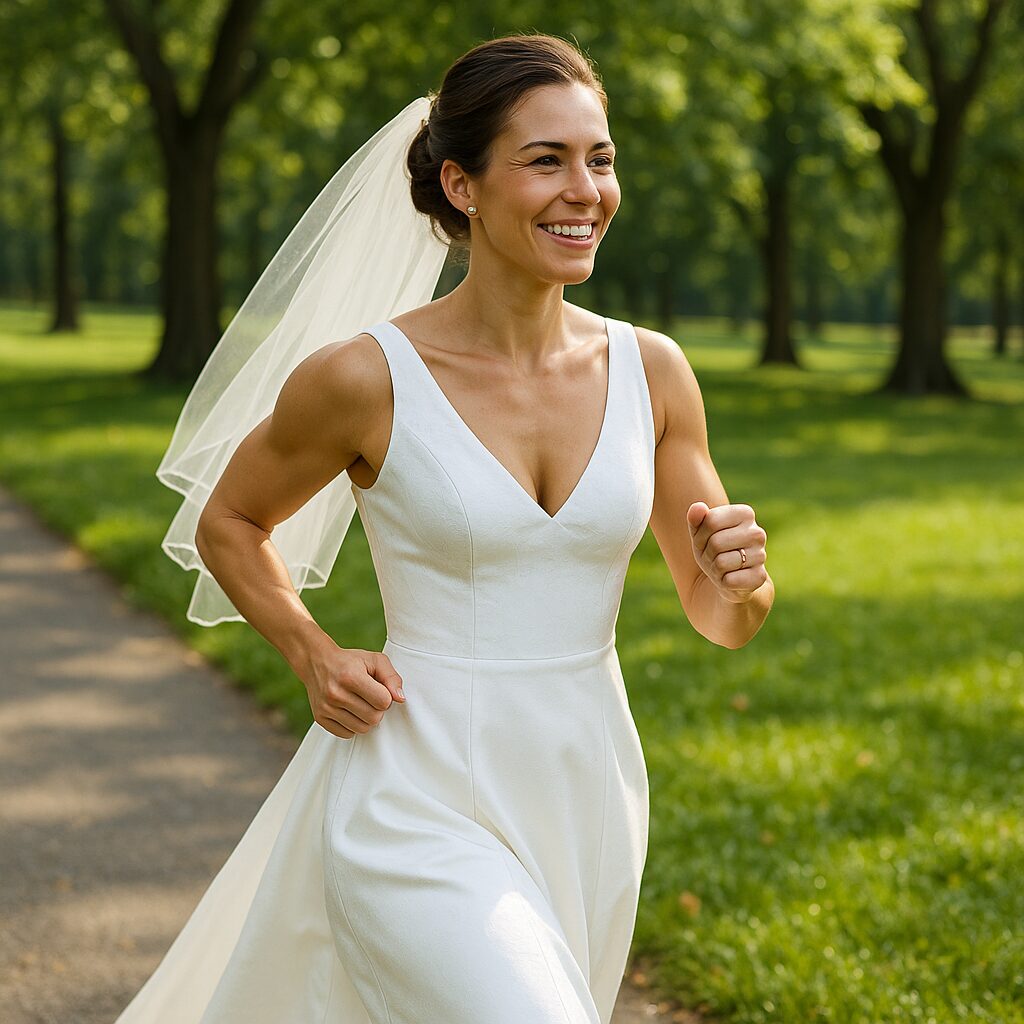 Bride practicing healthy lifestyle for 8 week wedding diet