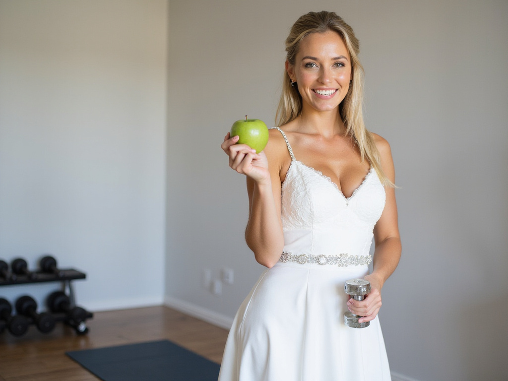 Fit bride after successful 3-week weight loss for wedding