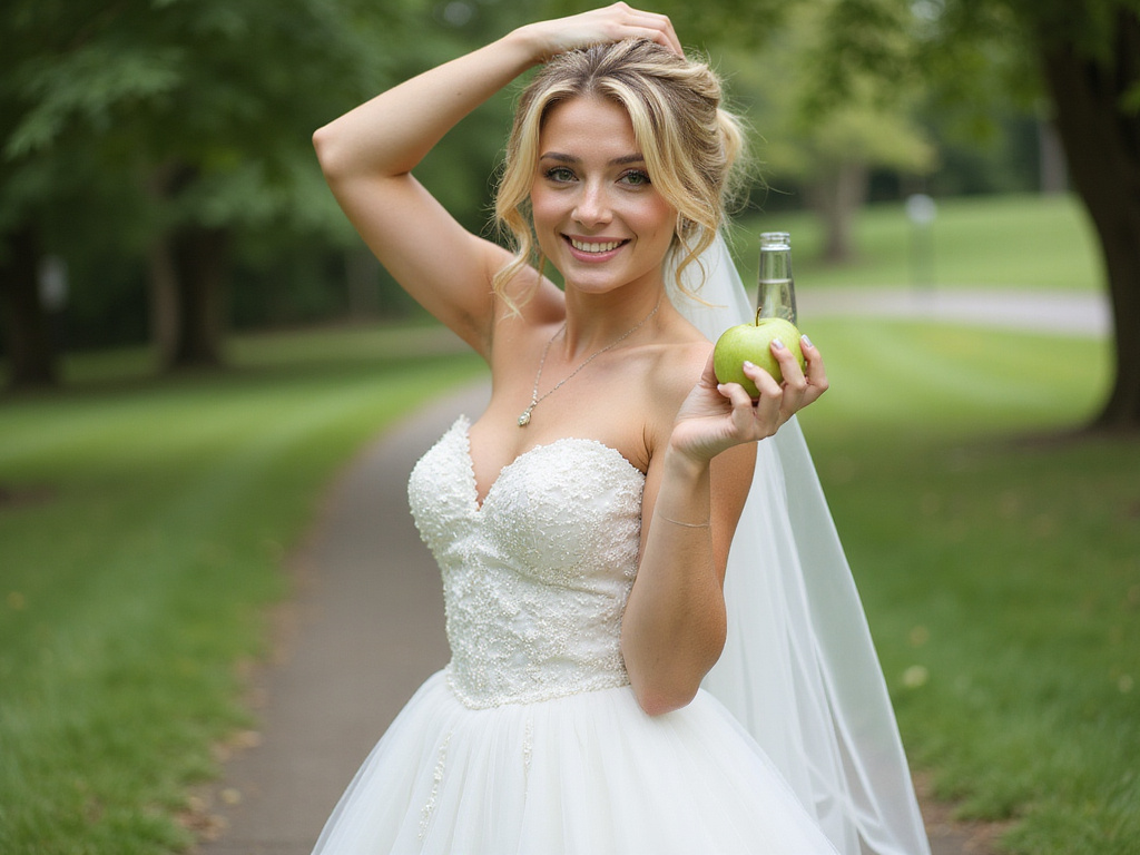 Fit bride showing healthy lifestyle for wedding weight loss