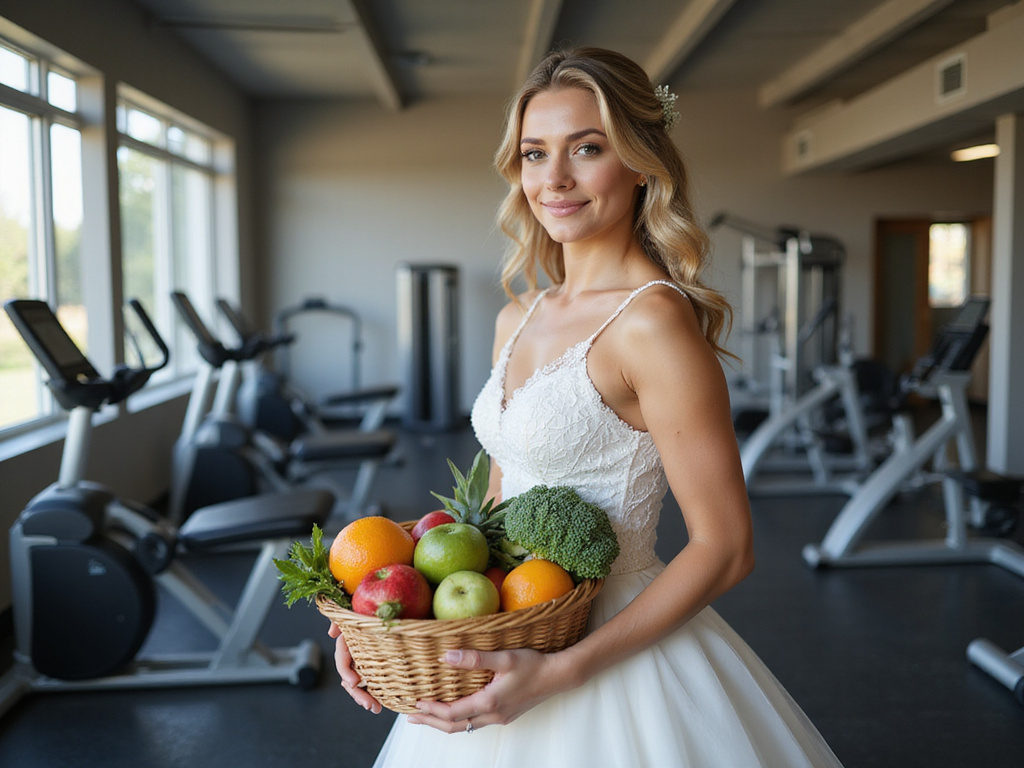 Bride in gym symbolizing marriage weight loss journey