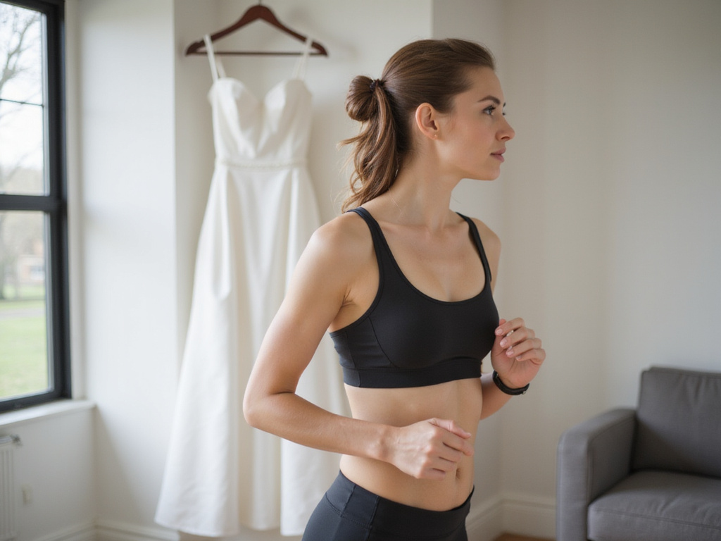 Bride-to-be exercising for wedding weight loss.