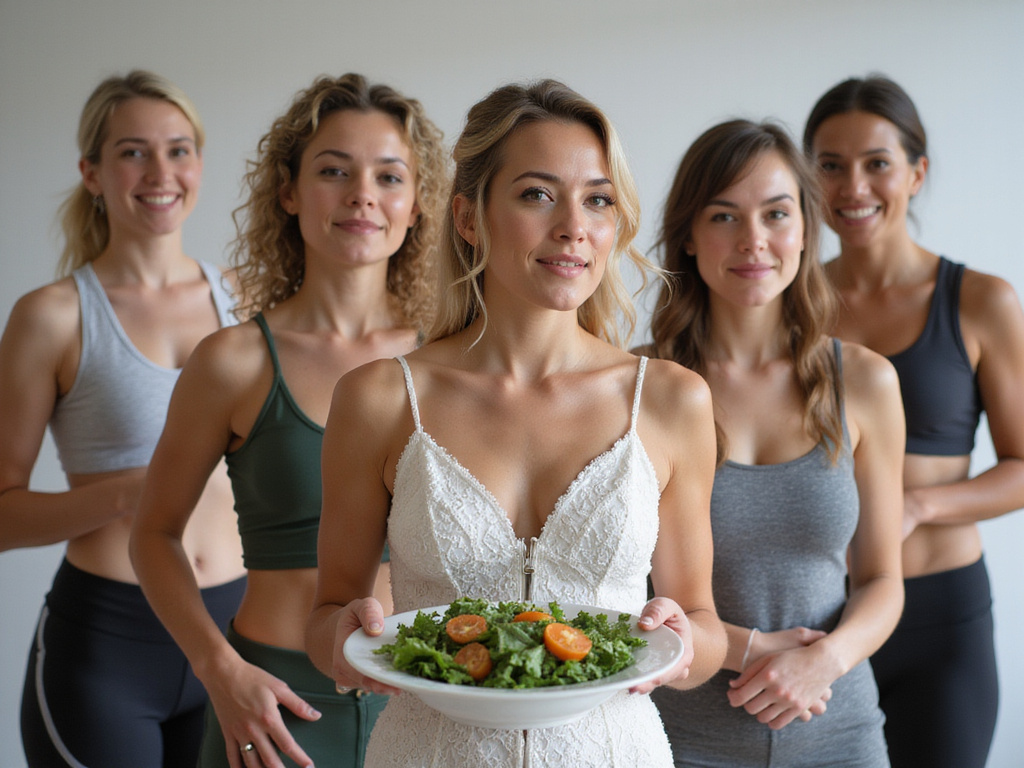 Diverse group showing motivation to lose weight for wedding